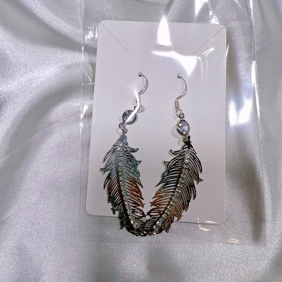 Silver Feather Earrings Only - Picture 5 of 5